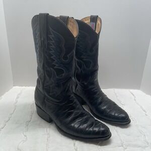 Red River Men's Cowboy Boots Size 10 Western Black Handmade in Mexico
